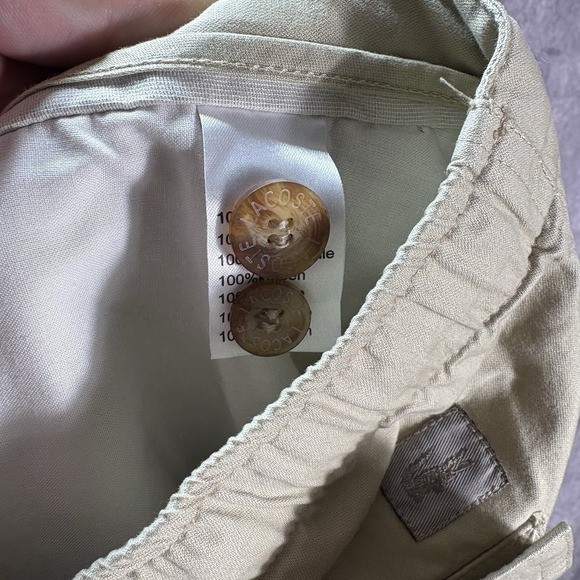 Lacoste‎ Pants Mens 36x30 Khaki Loose Fit Drawstring Crocodile Preppy - Picture 8 of 8